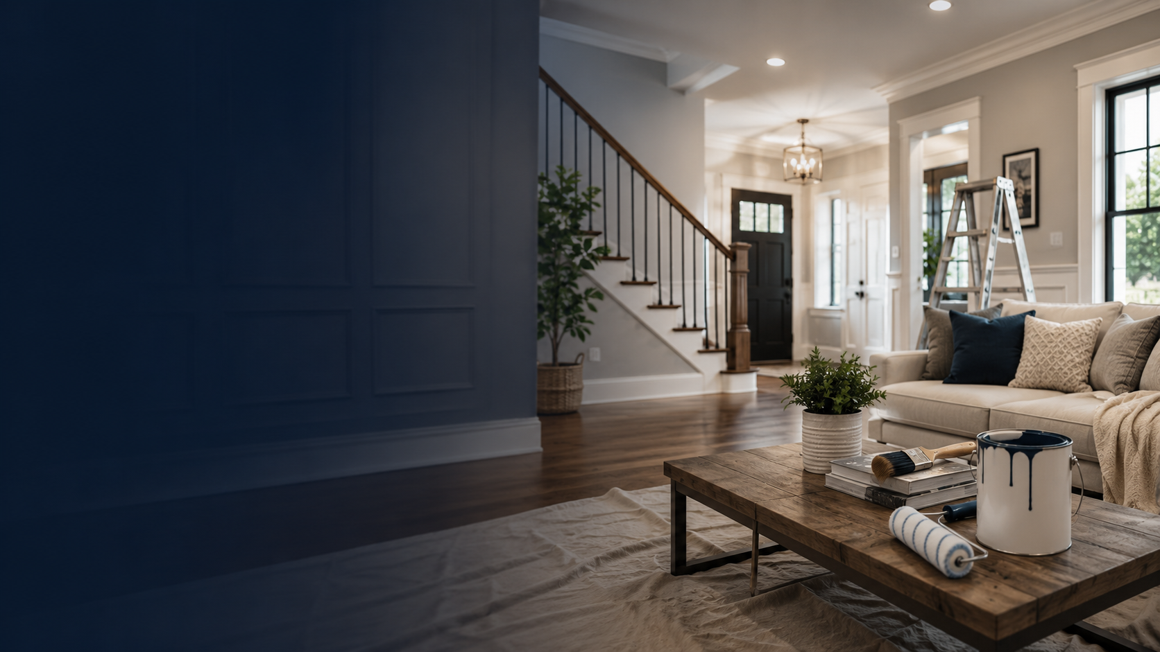 Professional painting crew at work on a Northern Virginia home